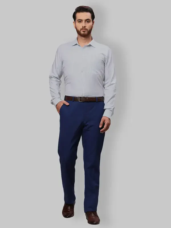 Park Avenue Men Green Slim Fit Stripe Formal Shirt - Image 6