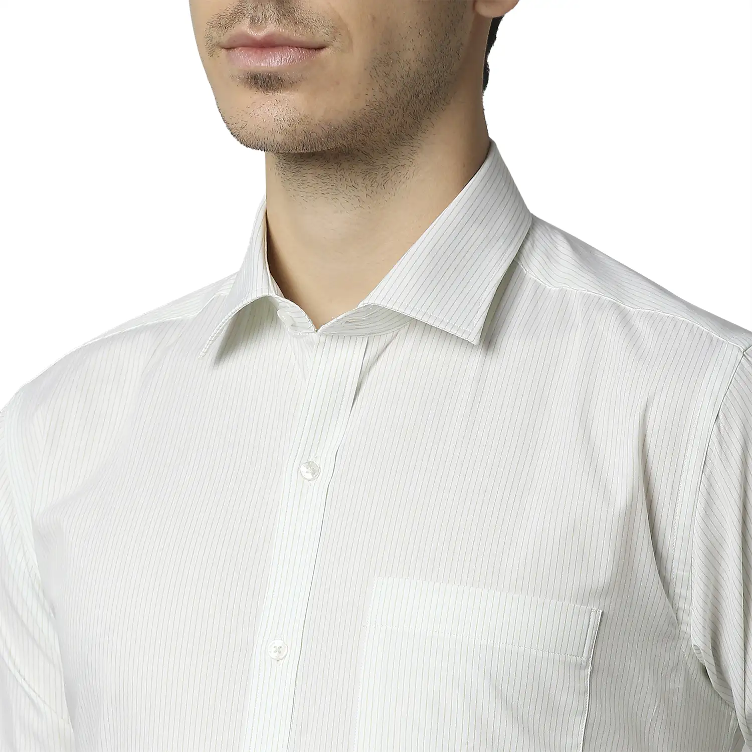 Men Green Slim Fit Stripe Cotton Shirts - Image 6