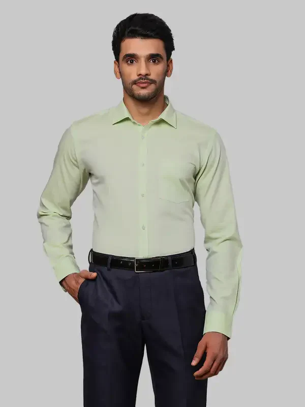 Men Green Slim Fit Structure Cotton Shirts