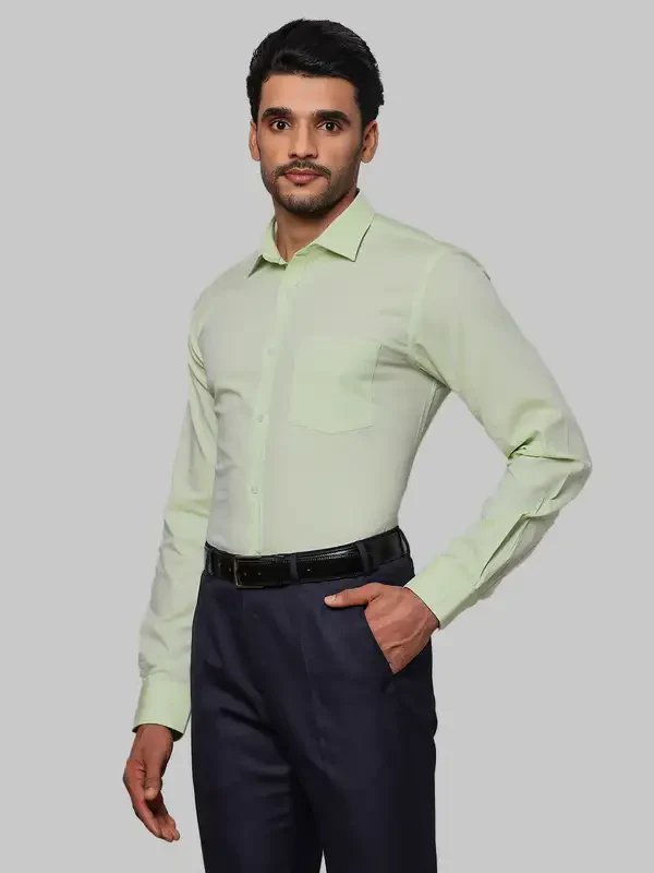 Men Green Slim Fit Structure Cotton Shirts - Image 3