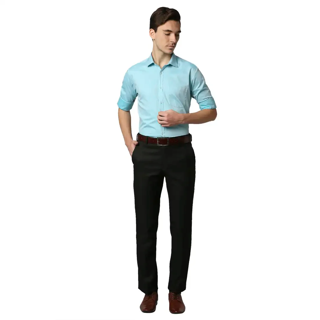 Men Green Slim Fit Structure Cotton Shirts - Image 6