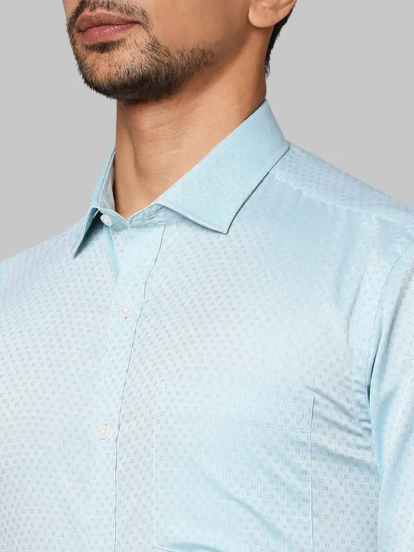 Men Green Slim Fit Structure Cotton Shirts - Image 6