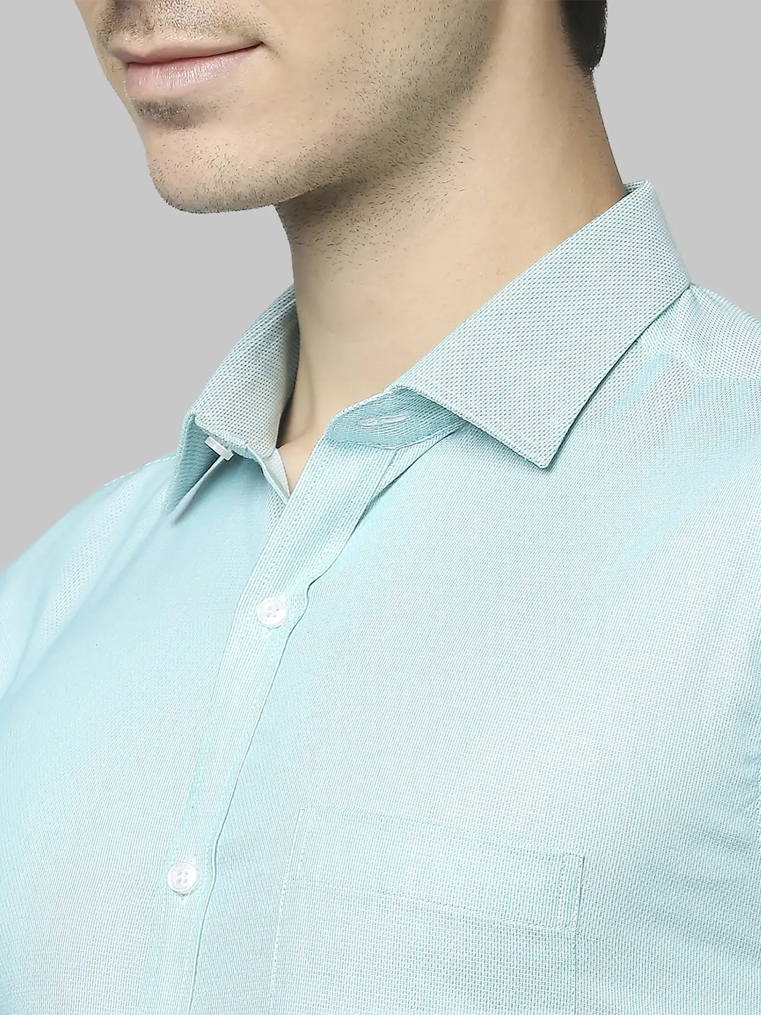 Men Green Slim Fit Structure Cotton Shirts - Image 6