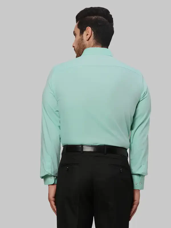 Men Green Slim Fit Structure Cotton Shirts - Image 5
