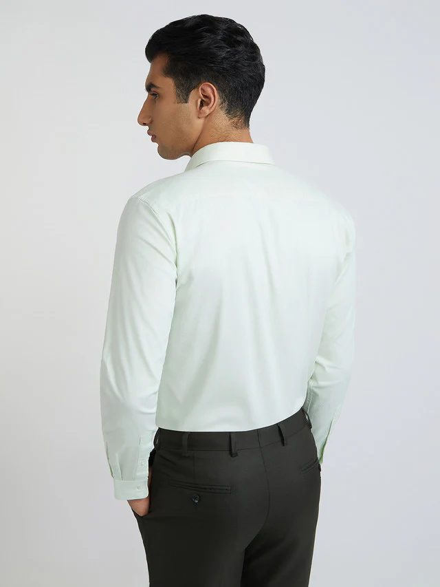 Men Green Slim Fit Structure Cotton Shirts - Image 4
