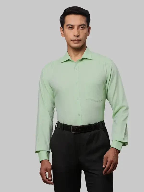 Men Green Slim Fit Structure Cotton Shirts