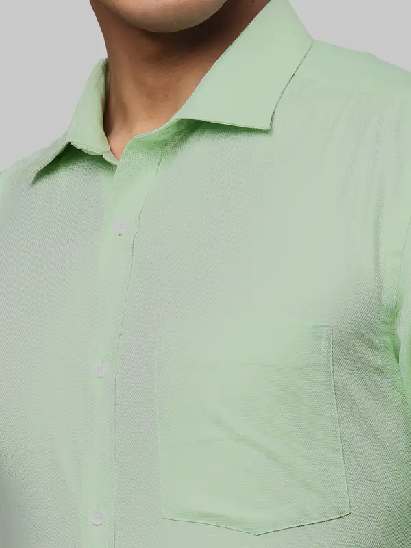 Men Green Slim Fit Structure Cotton Shirts - Image 6