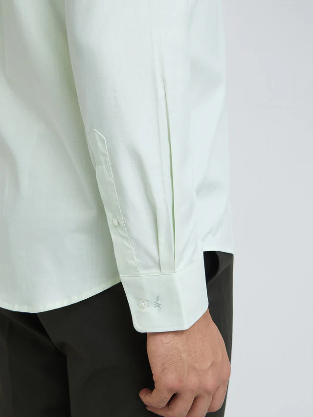 Men Green Slim Fit Structure Cotton Shirts - Image 7