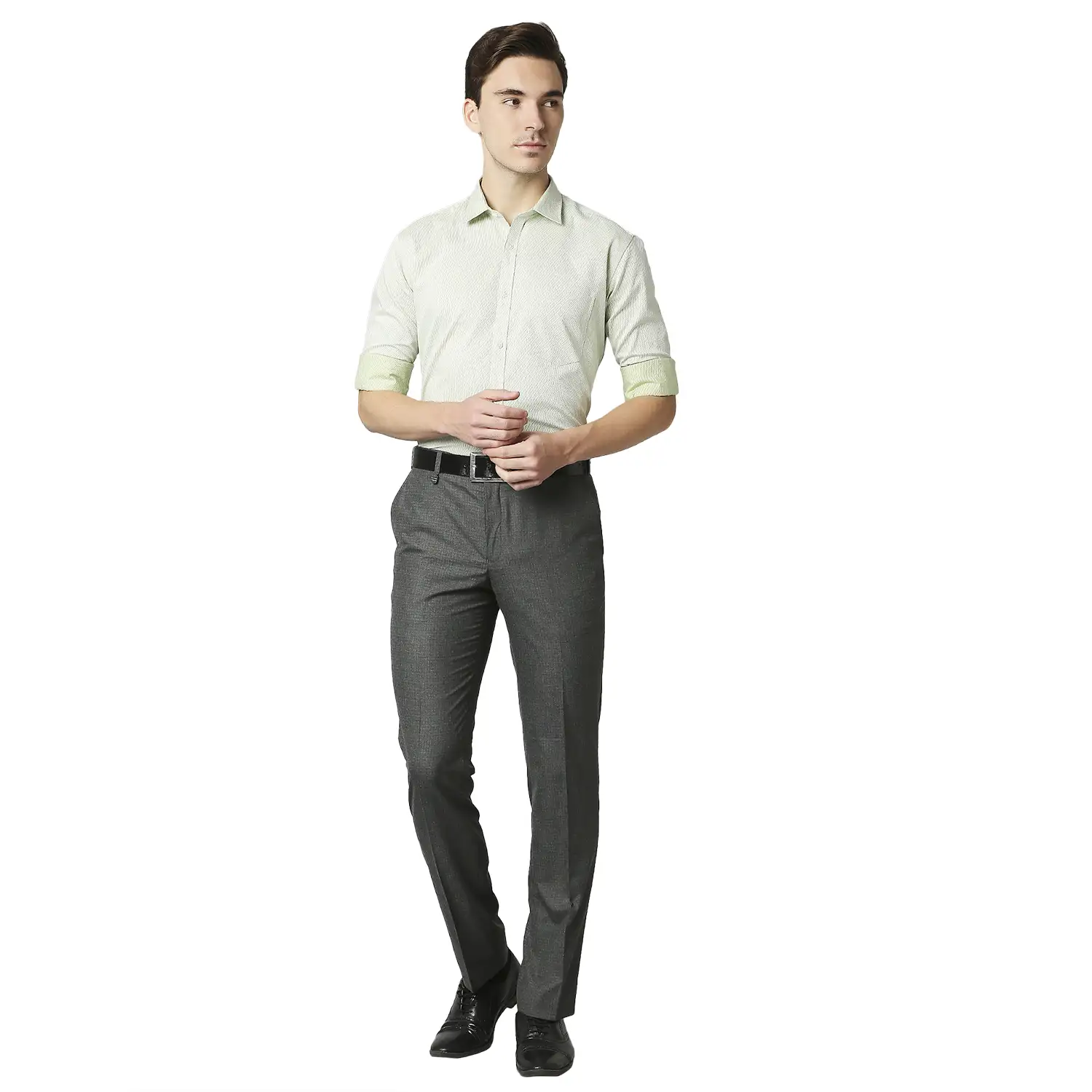 Men Green Slim Fit Structure Cotton Shirts - Image 6