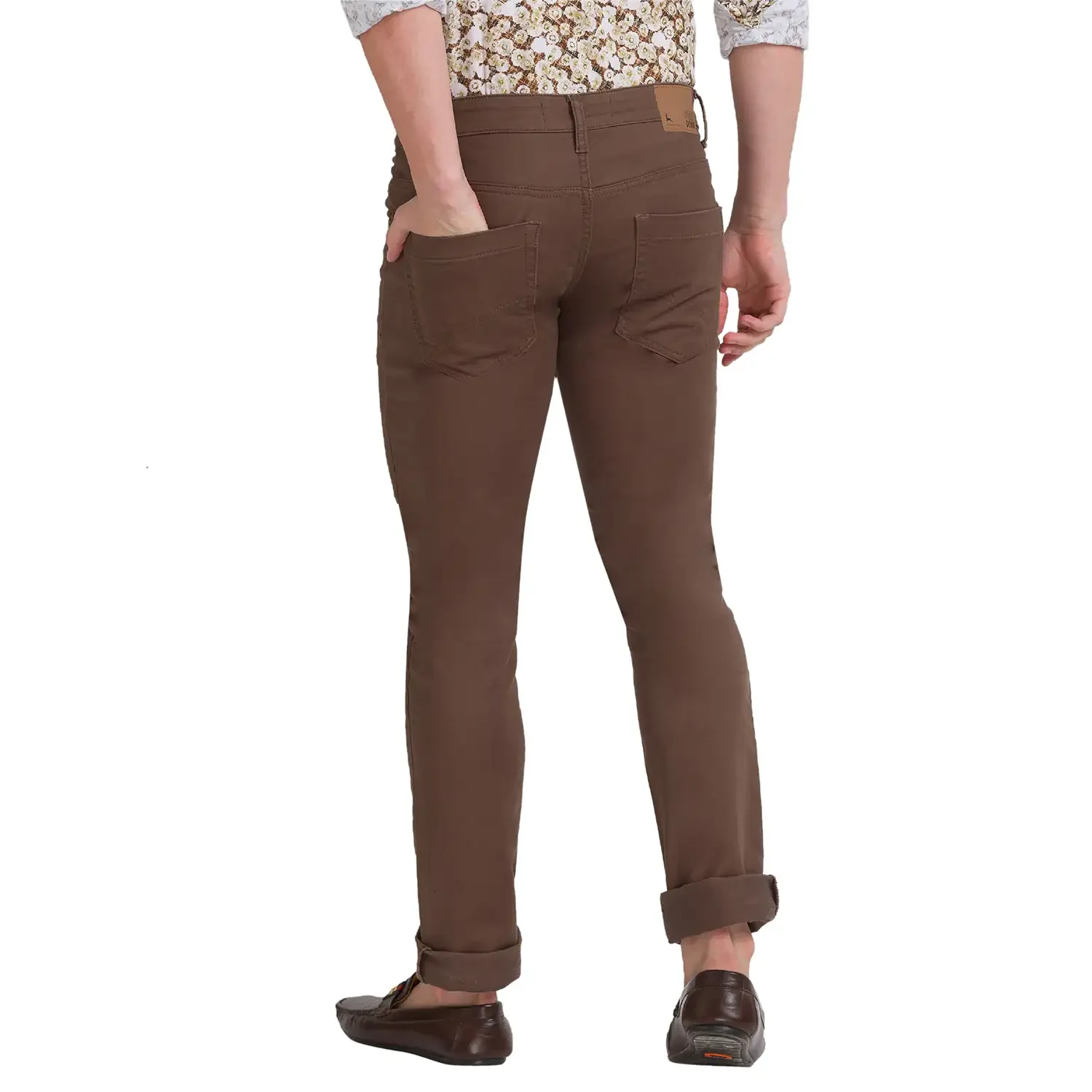 Men Green Slim Tapered Fit Dobby Cotton Blend Jeans - Image 4