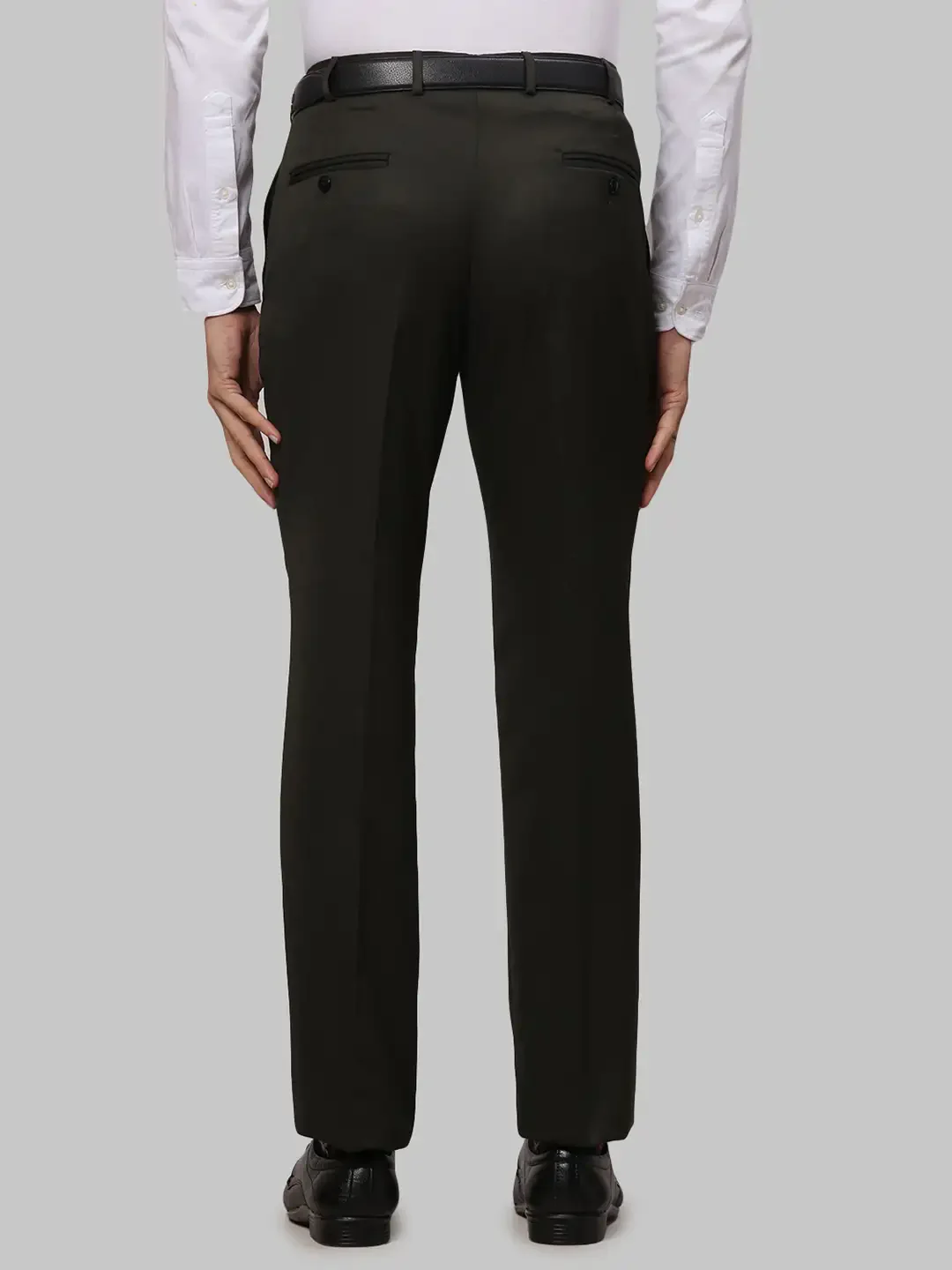 Men Green Smart Fit Twill Polyester Blend Trouser - Image 4