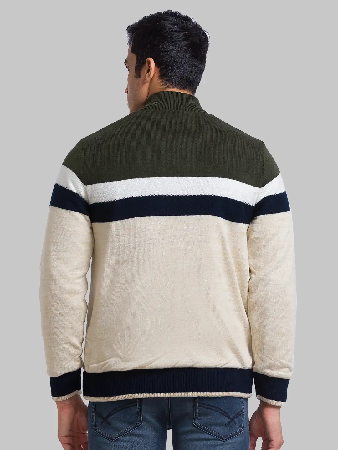 Men Green Solid Acrylic Full Sleeve Sweaters - Image 4