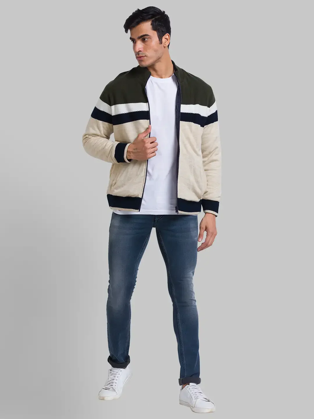Men Green Solid Acrylic Full Sleeve Sweaters - Image 5