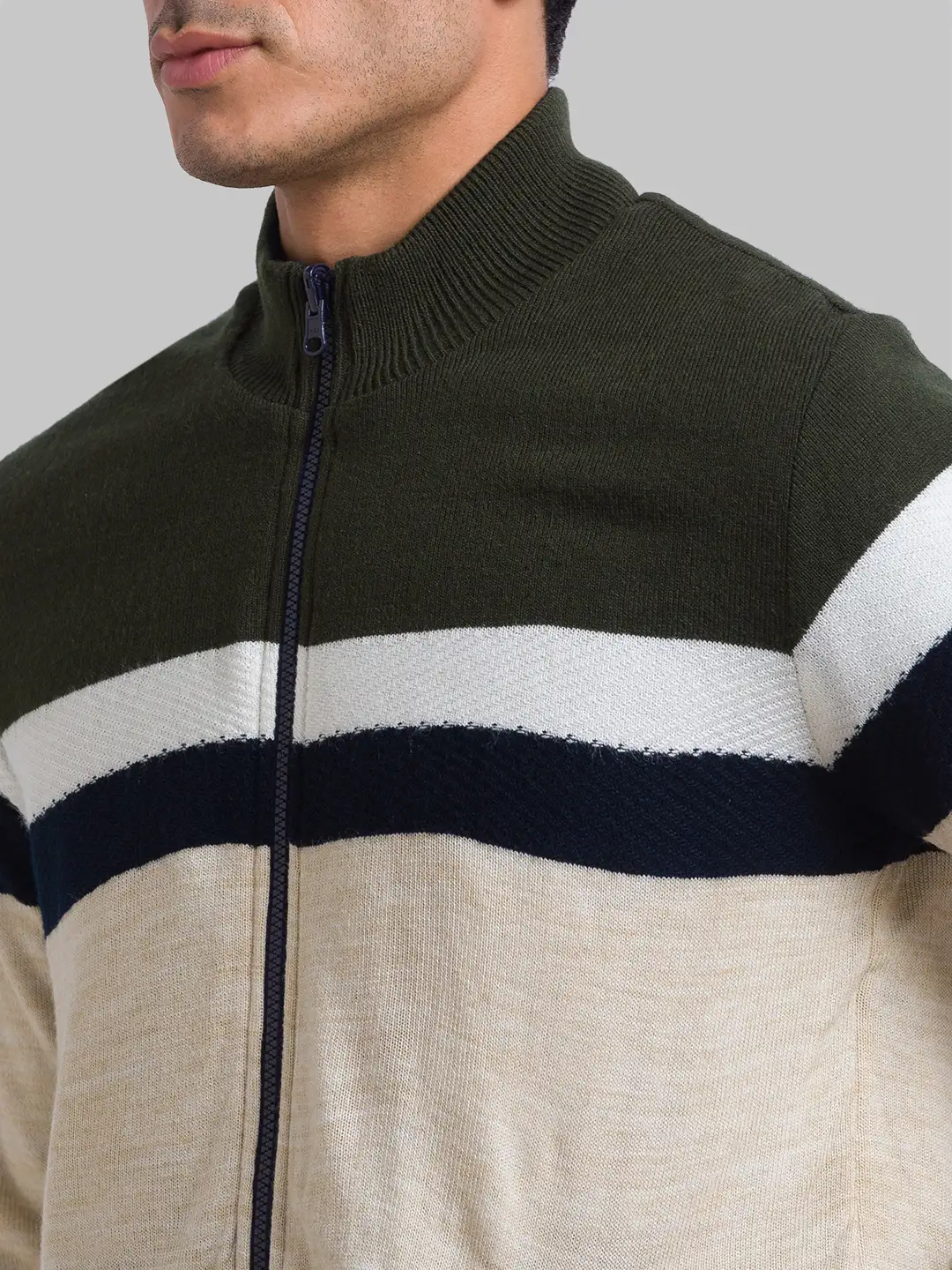 Men Green Solid Acrylic Full Sleeve Sweaters - Image 6