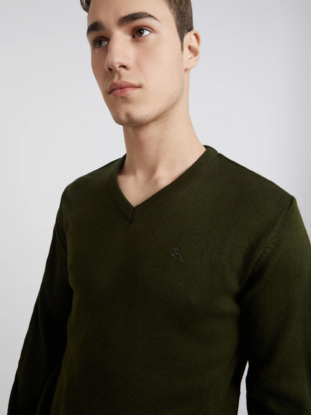 Men Green Solid Acrylic Full Sleeve Sweaters - Image 6