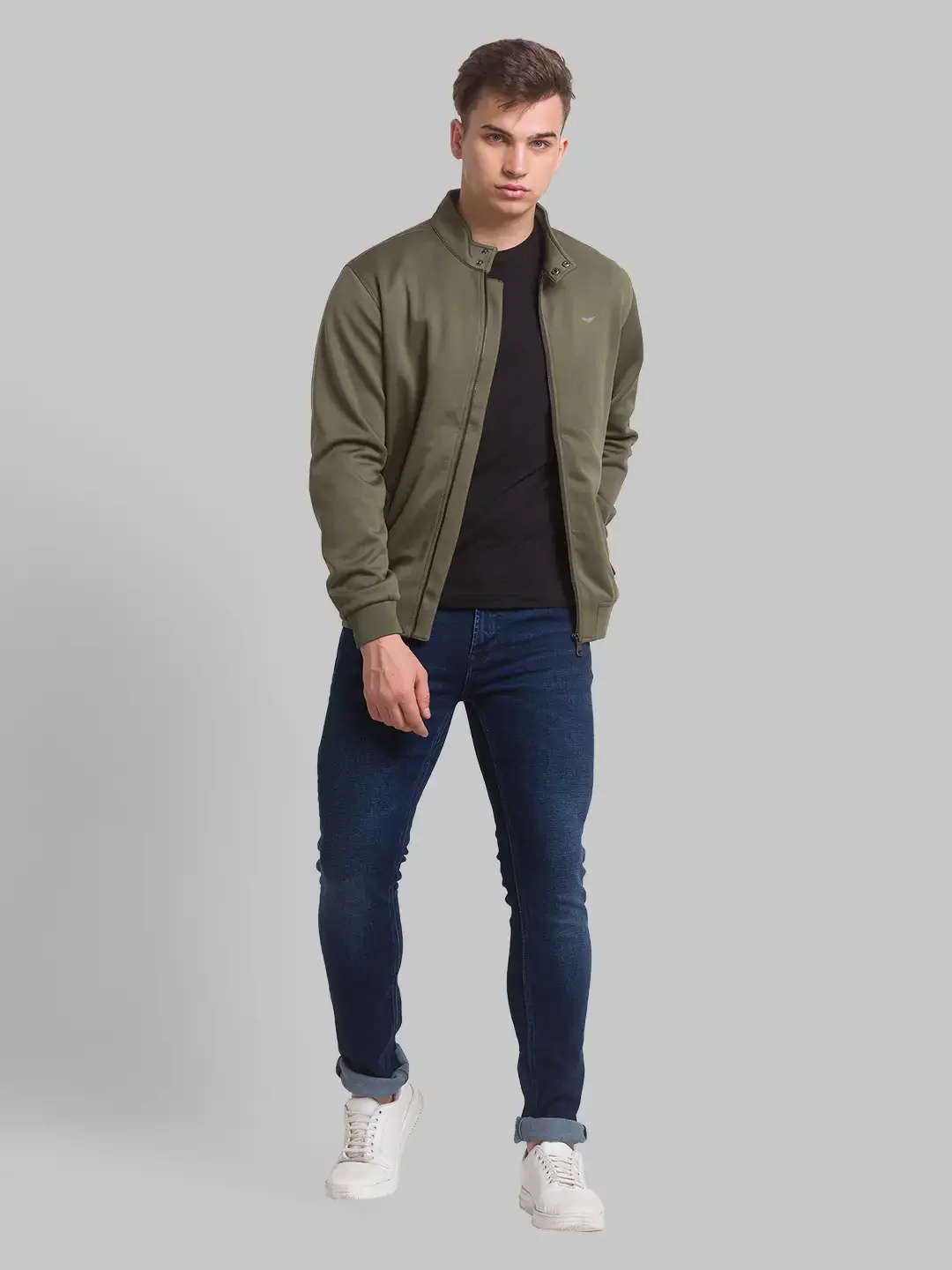Men Green Solid Polyester Full Sleeve Bomber Jackets - Image 5