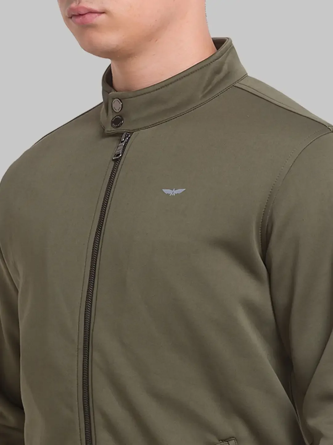Men Green Solid Polyester Full Sleeve Bomber Jackets - Image 6