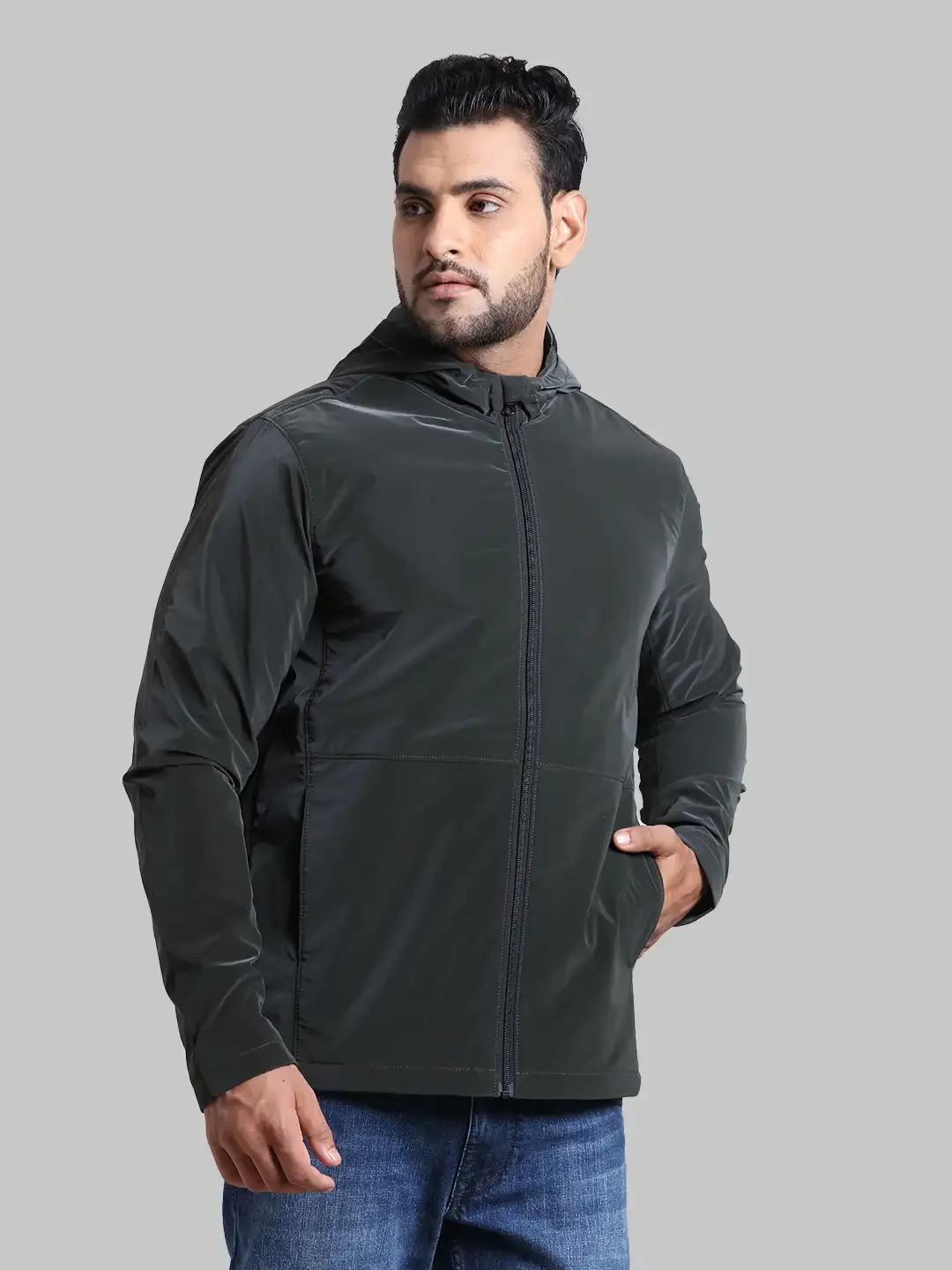 Men Green Solid Polyester Full Sleeve Jackets - Image 2