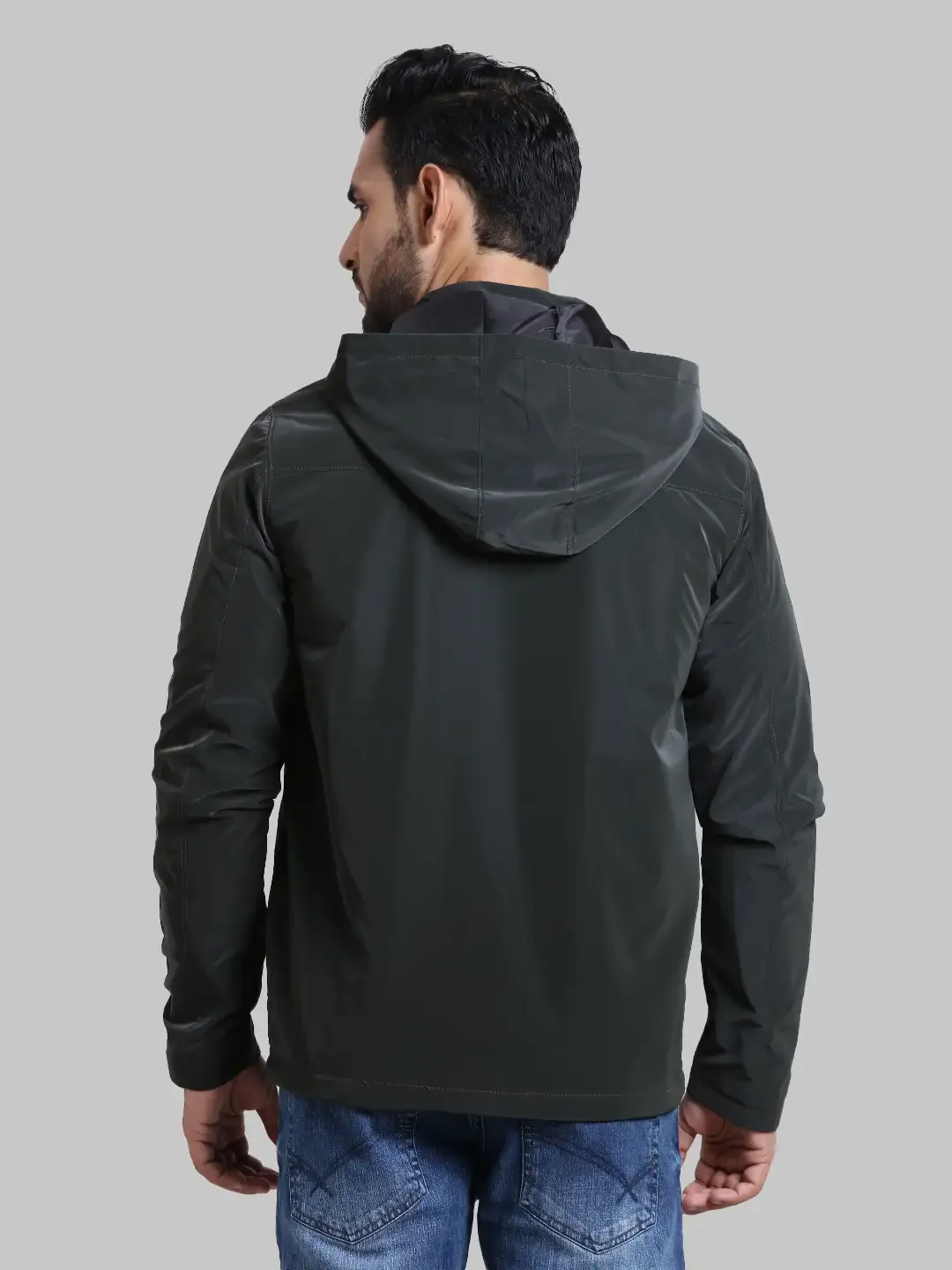 Men Green Solid Polyester Full Sleeve Jackets - Image 4