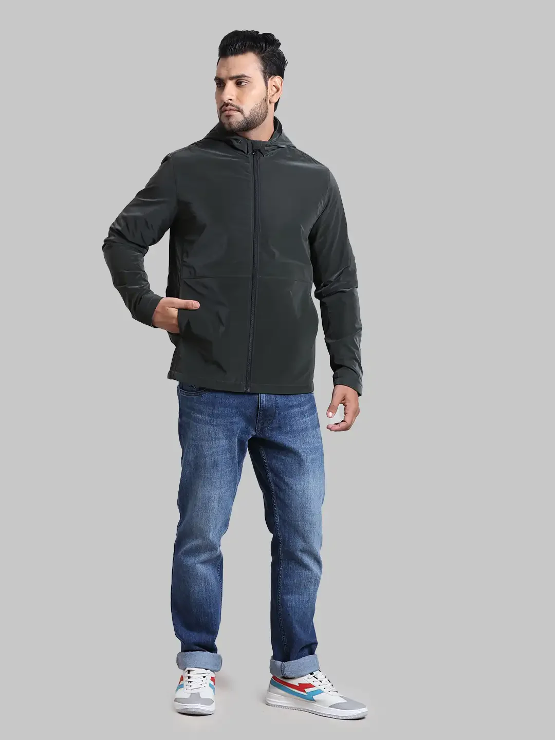 Men Green Solid Polyester Full Sleeve Jackets - Image 5