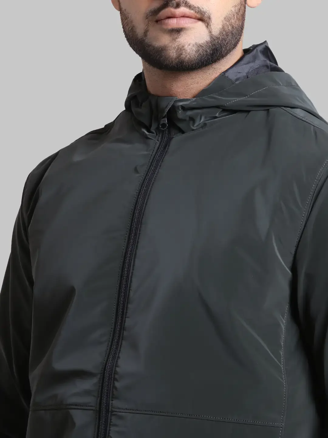 Men Green Solid Polyester Full Sleeve Jackets - Image 6