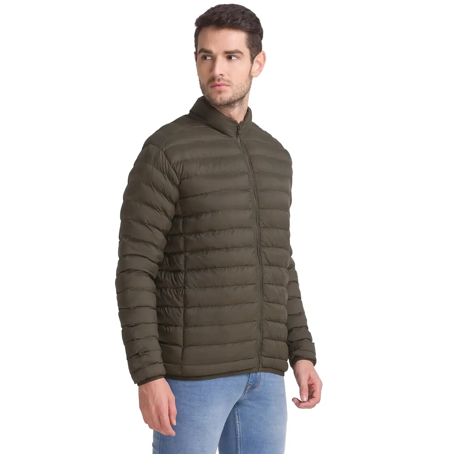 Men Green Solid Polyester Full Sleeve Jackets - Image 2