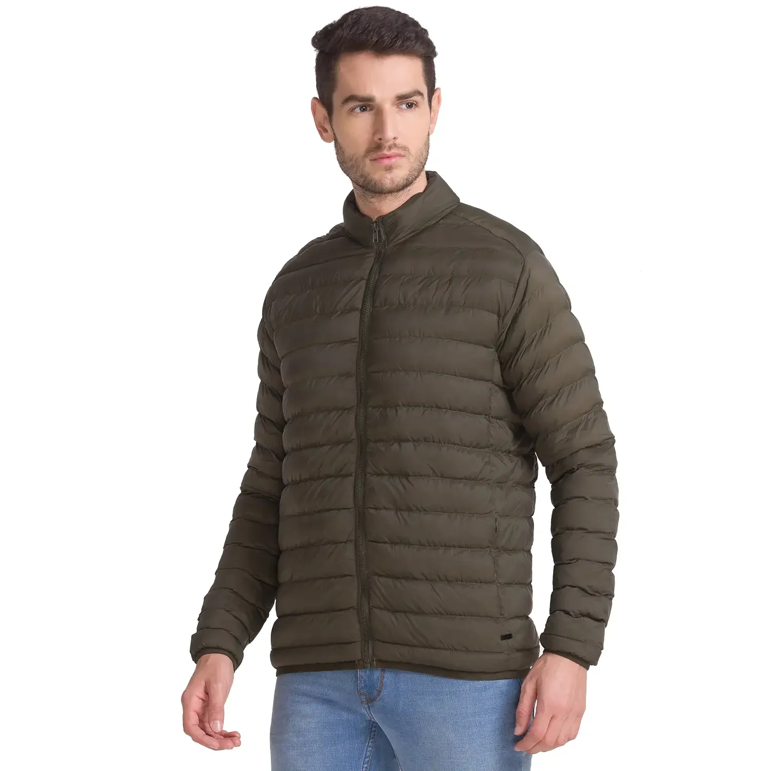Men Green Solid Polyester Full Sleeve Jackets - Image 3