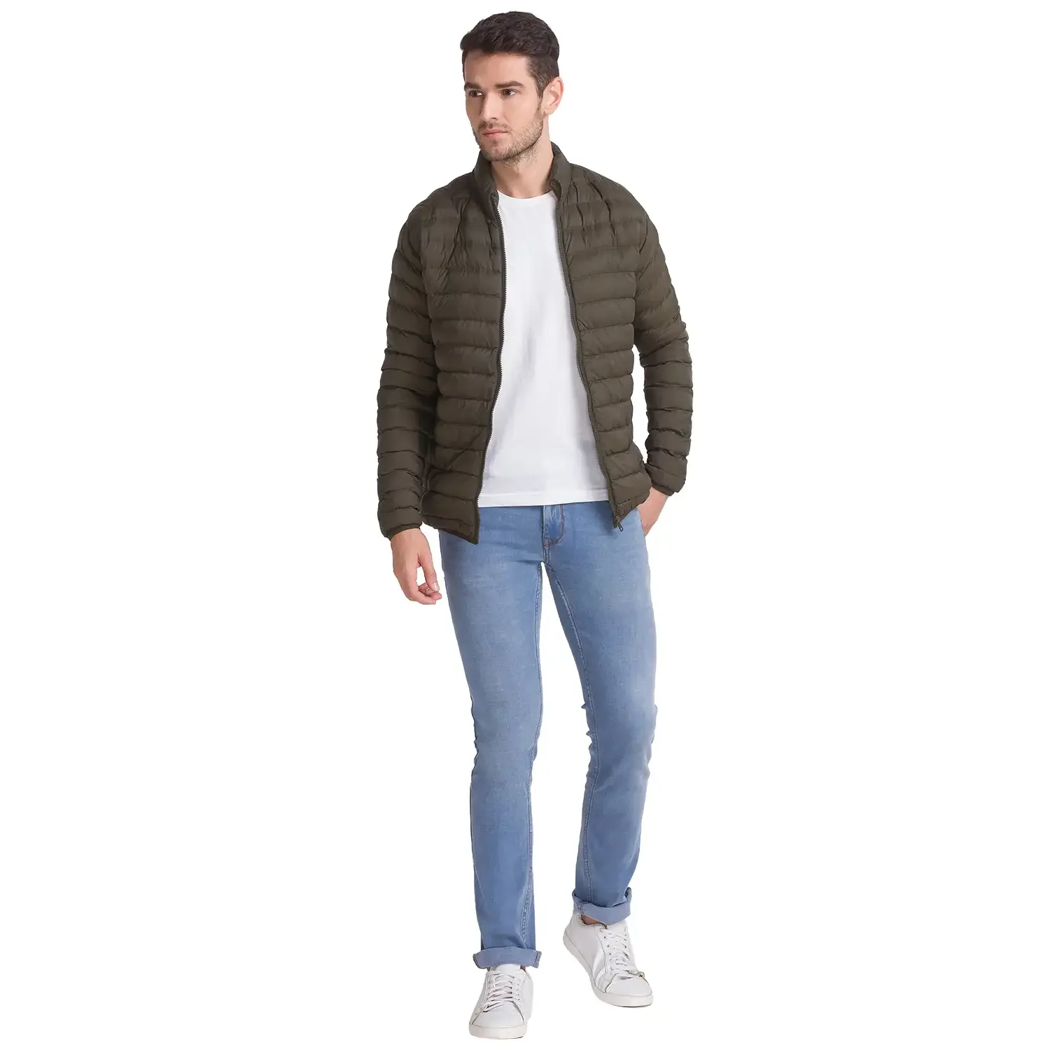 Men Green Solid Polyester Full Sleeve Jackets - Image 5