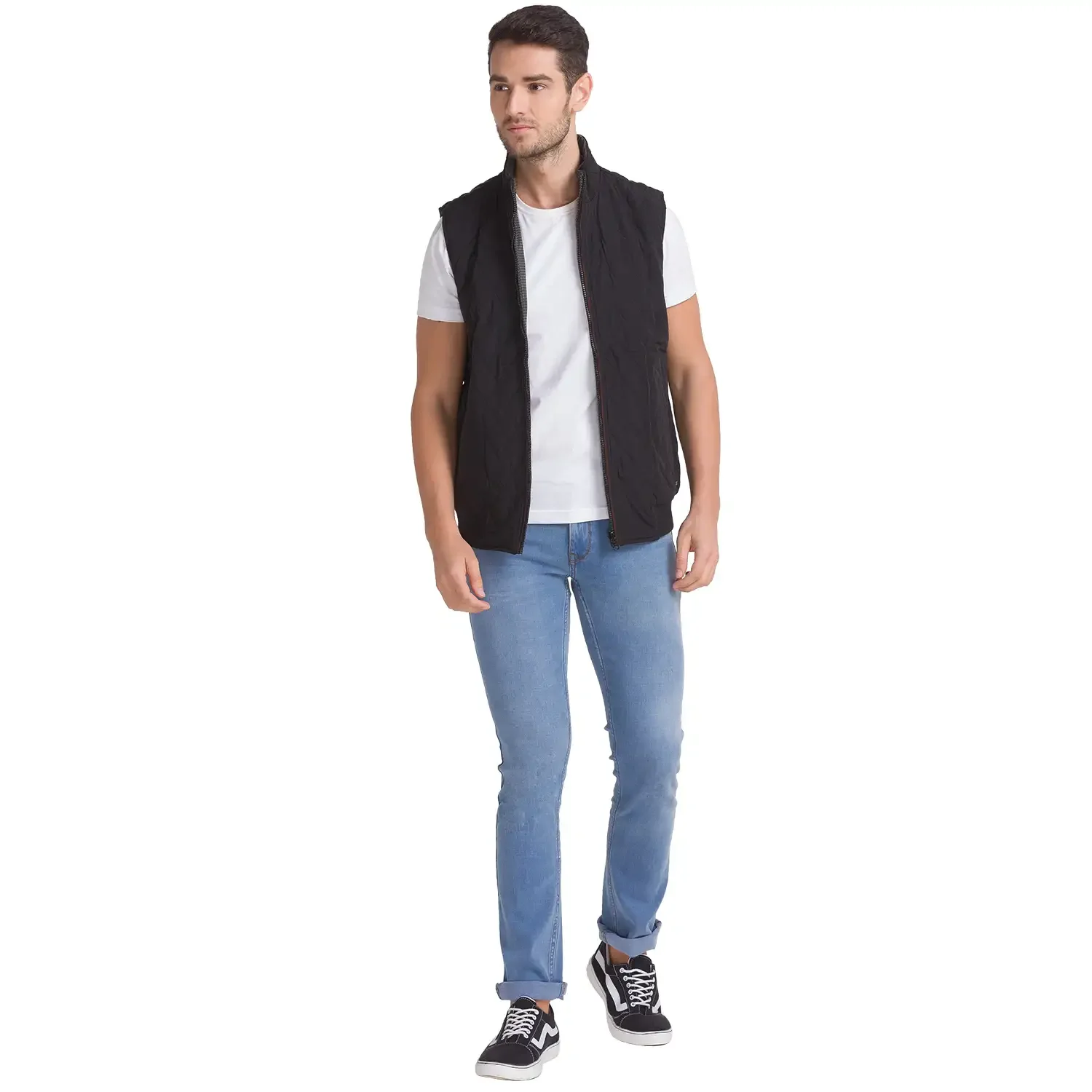 Men Green Solid Polyester Sleeveless Jackets - Image 5