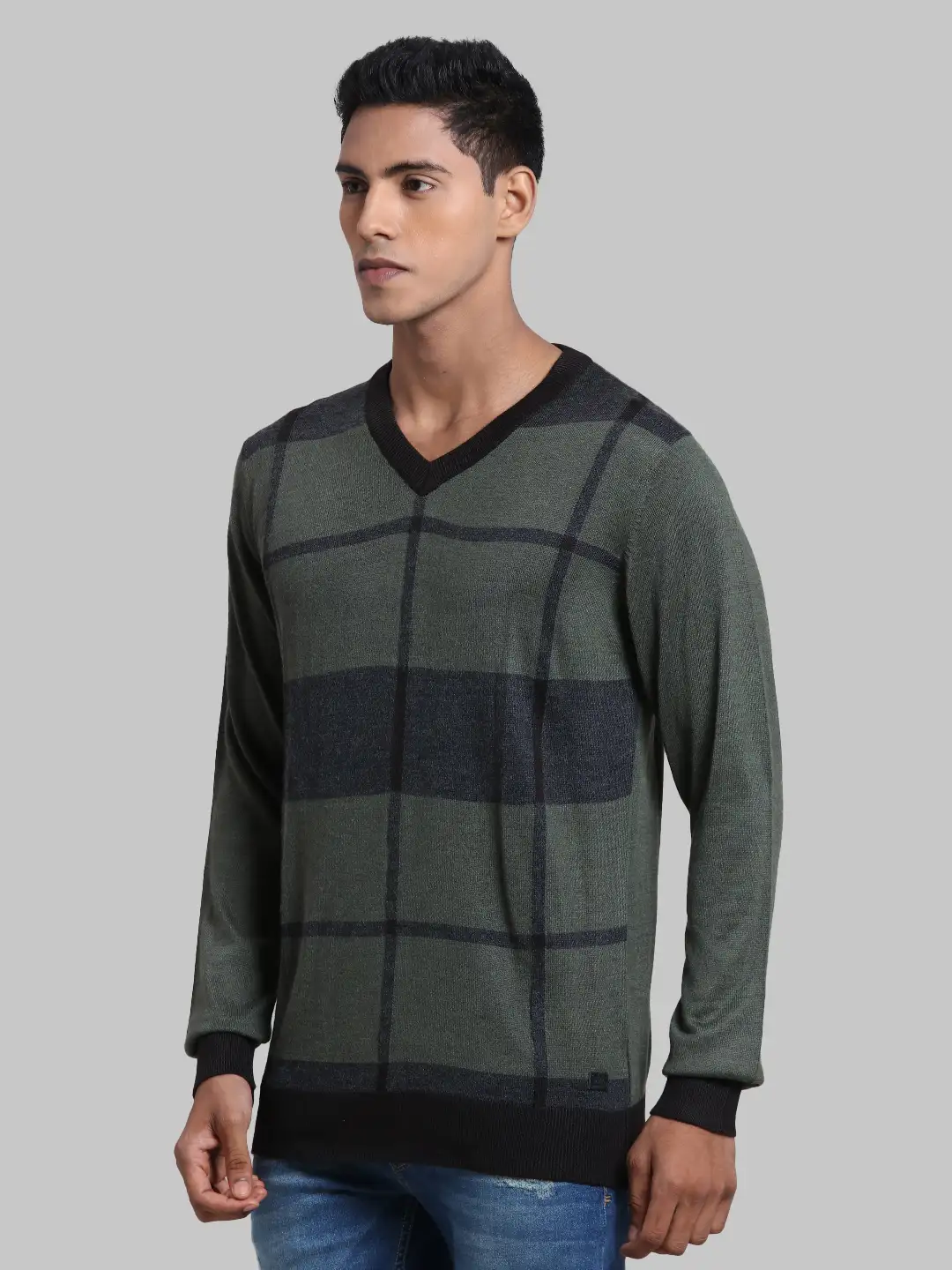 Men Green Structure Acrylic Blend Full Sleeve Sweaters - Image 3
