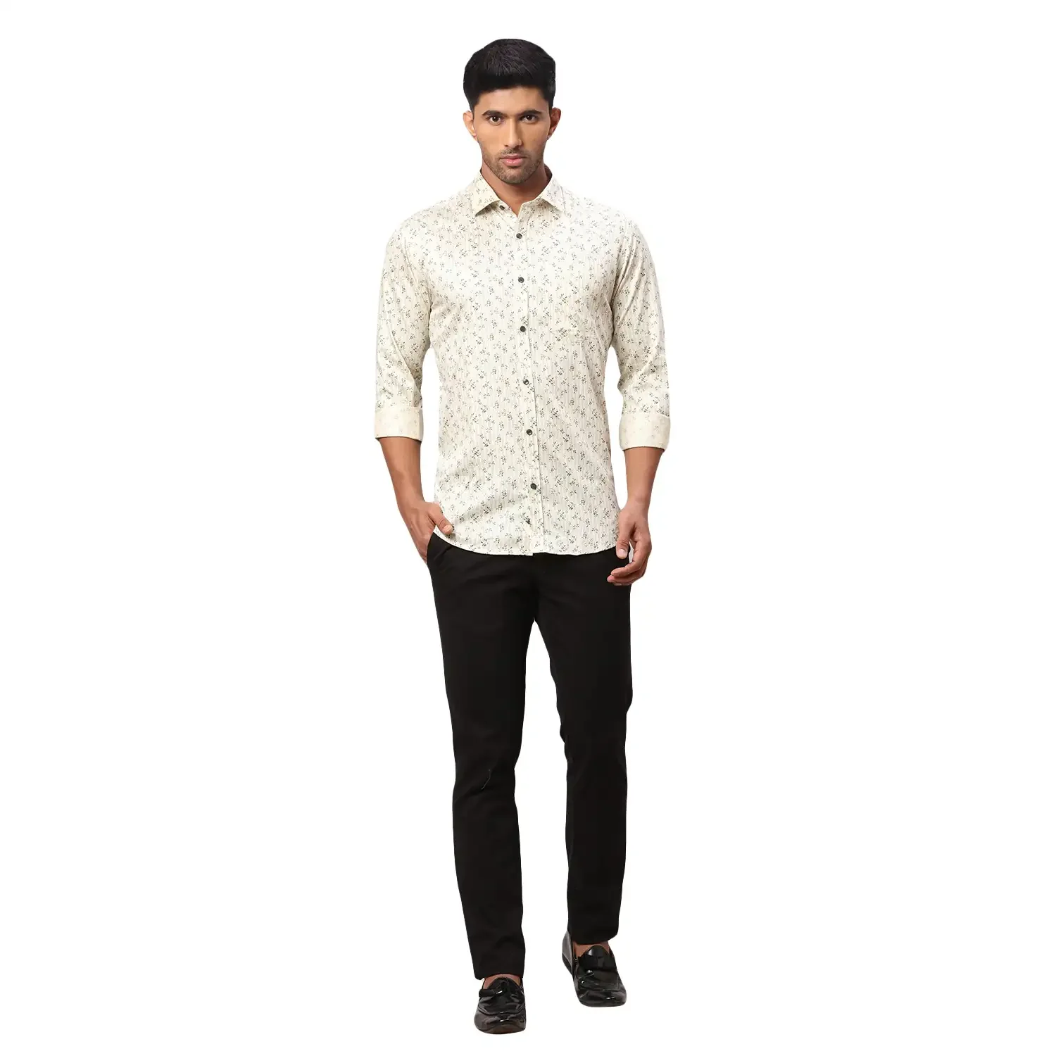 Park Avenue Men White Printed Super Slim Fit Cotton Formal Shirt - Image 5