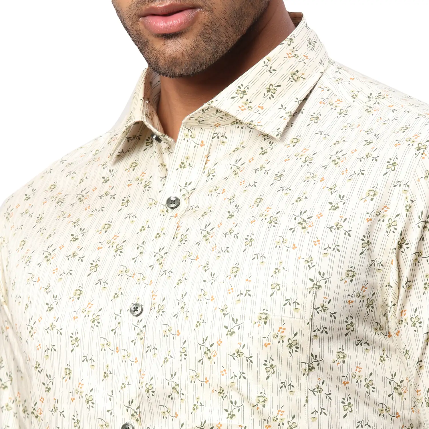 Park Avenue Men White Printed Super Slim Fit Cotton Formal Shirt - Image 6