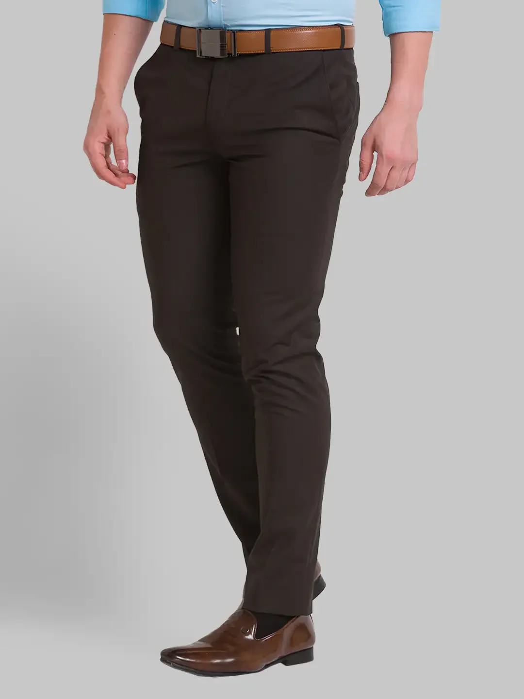 Men Green Super Slim Fit Solid Polyester Blend Trouser - Image 3