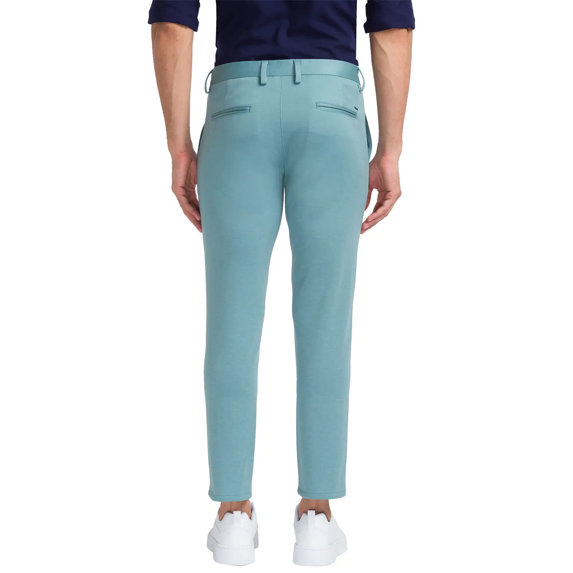 Men Green Super Slim Fit Solid Terylene Blend Trouser - Image 4