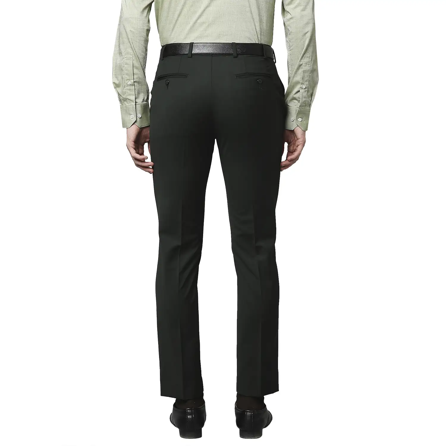 Men Green Super Slim Fit Solid Terylene Rayon Blend Trouser - Image 4