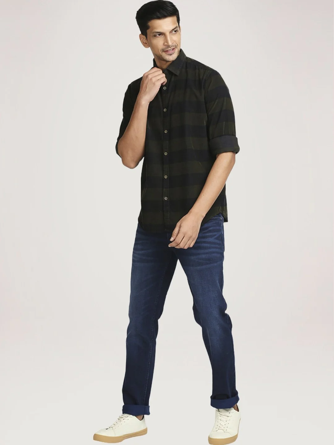 Men Green Tailored Fit Barre Cotton Full Sleeve Shirts - Image 2