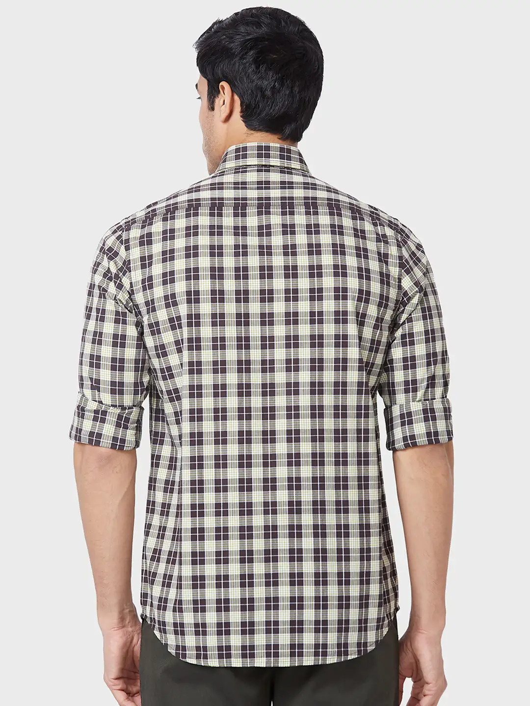 Men Green Tailored Fit Checks Cotton Full Sleeve Shirts - Image 4