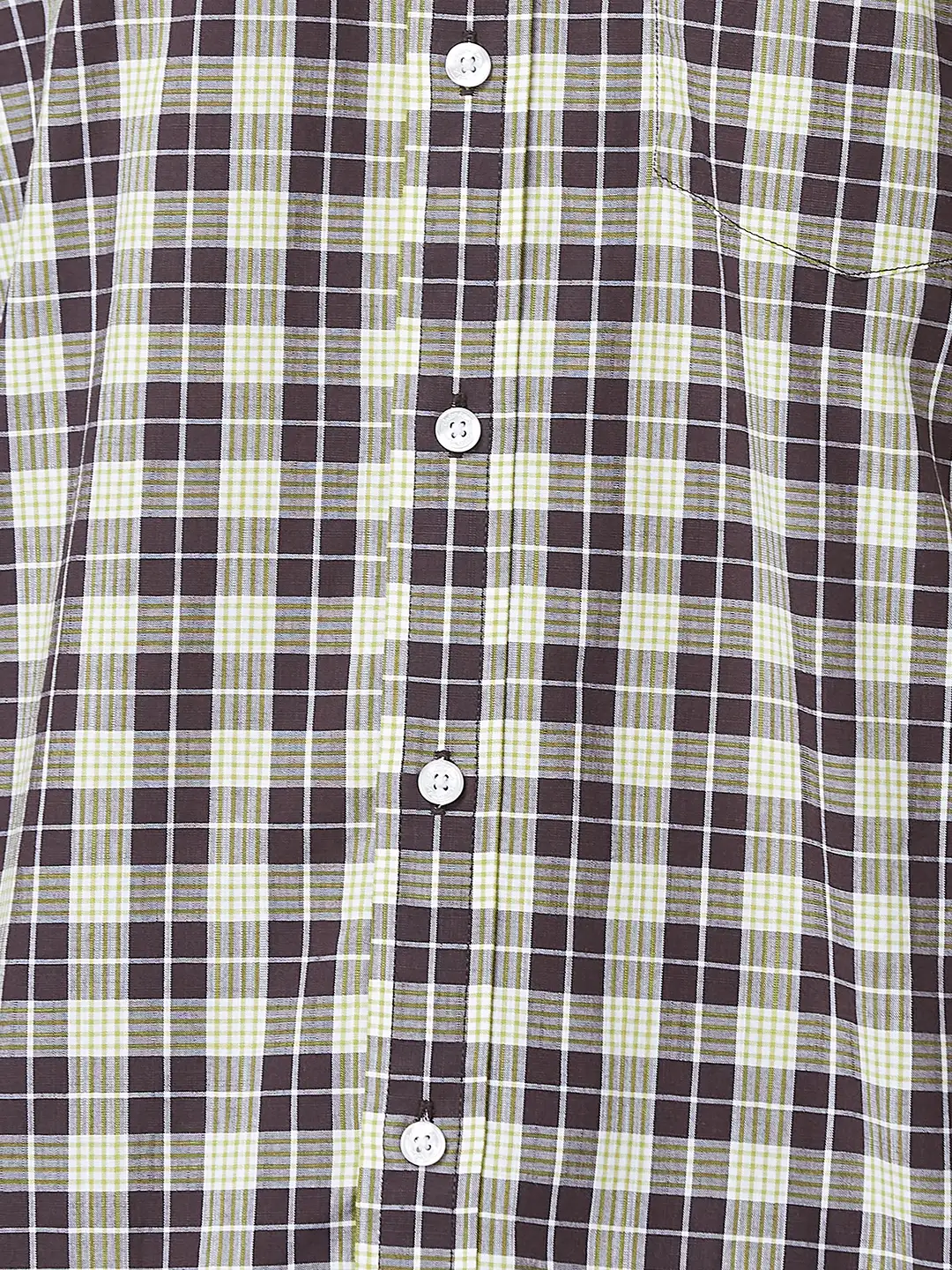 Men Green Tailored Fit Checks Cotton Full Sleeve Shirts - Image 7