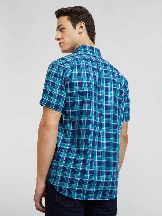 Colorplus Men Blue Checks Tailored Fit Cotton Casual Shirt - Image 5