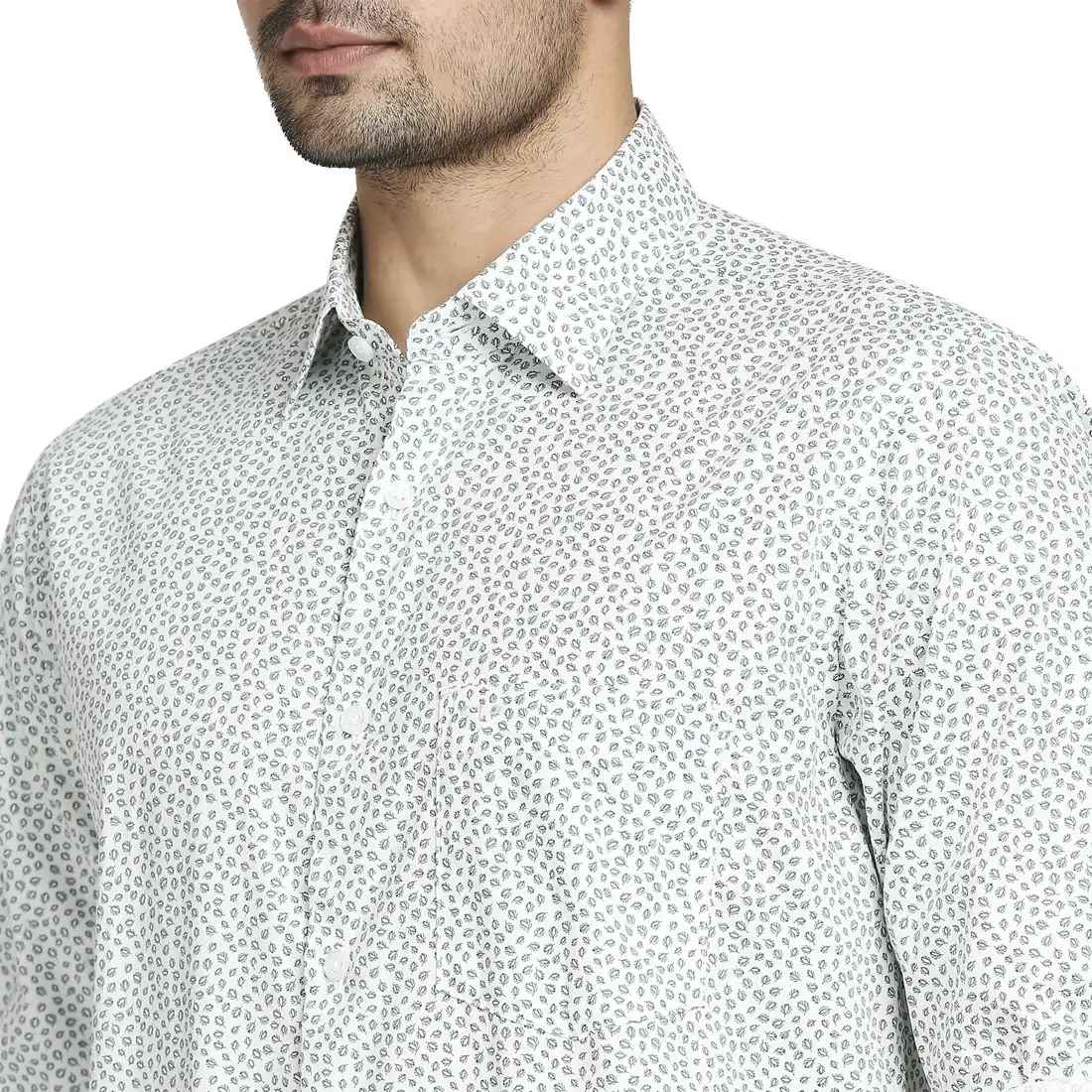 Men Green Tailored Fit Print Cotton Full Sleeve Shirts - Image 6