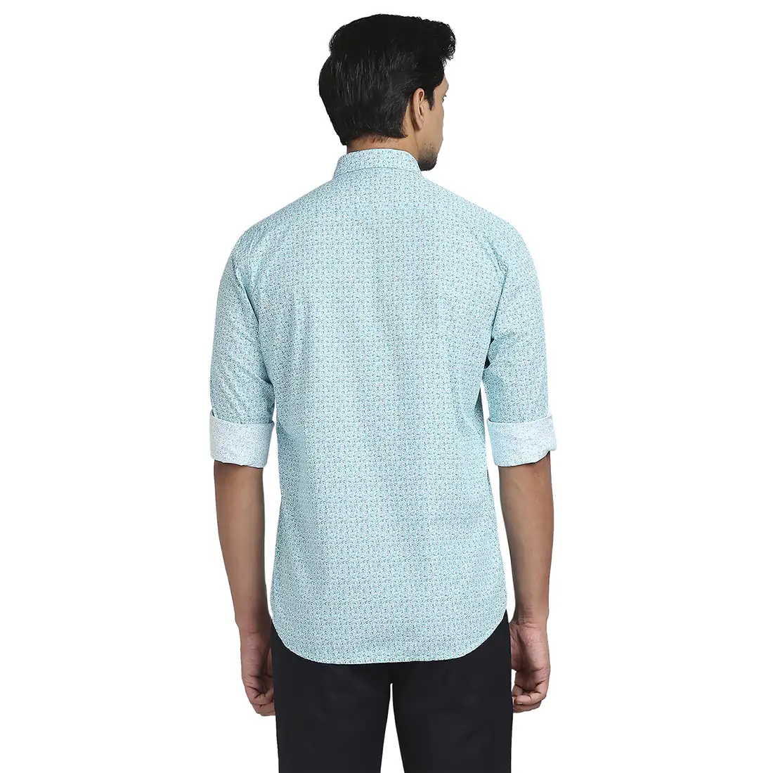 Men Green Tailored Fit Print Cotton Full Sleeve Shirts - Image 4