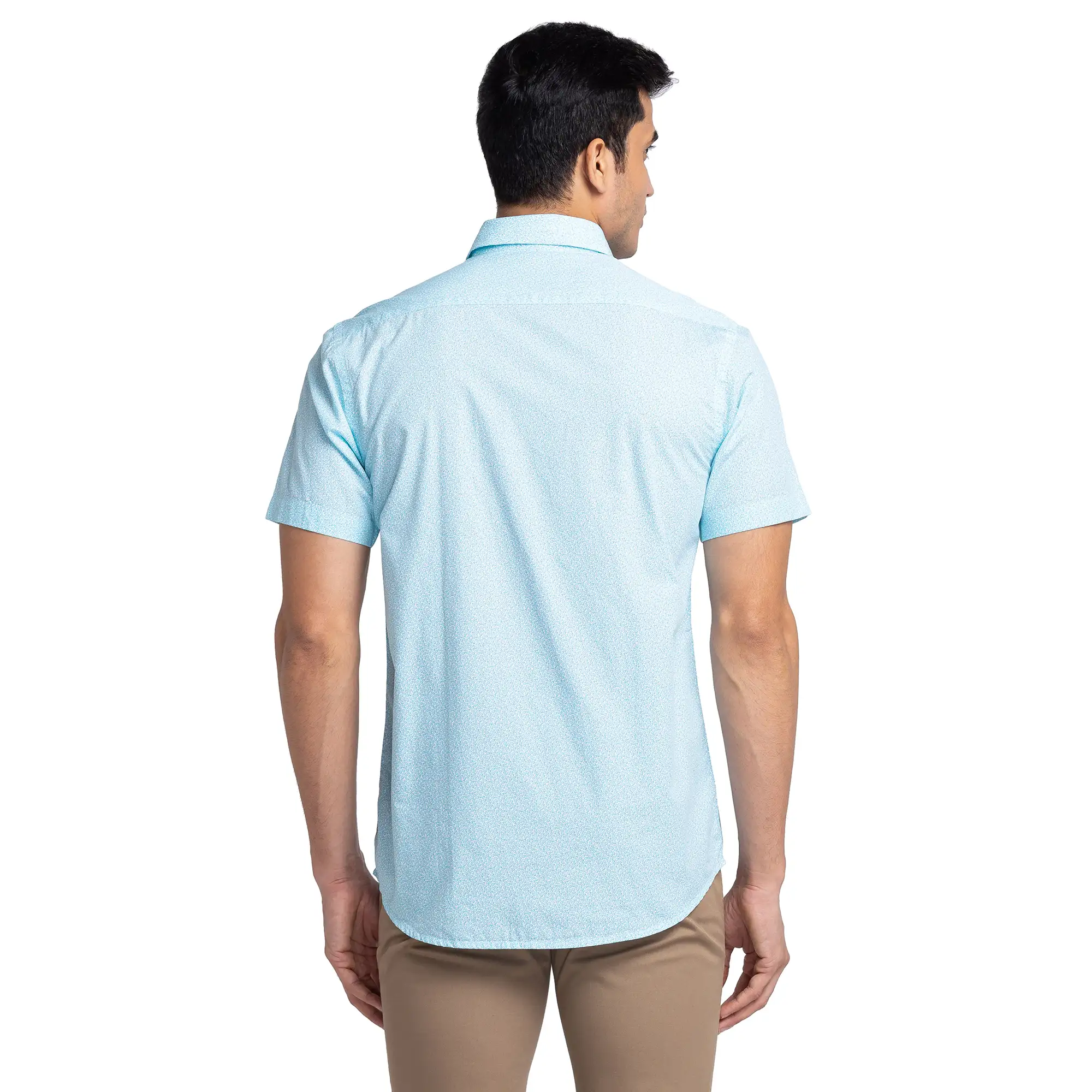 Men Green Tailored Fit Print Cotton Half Sleeve Shirts - Image 4