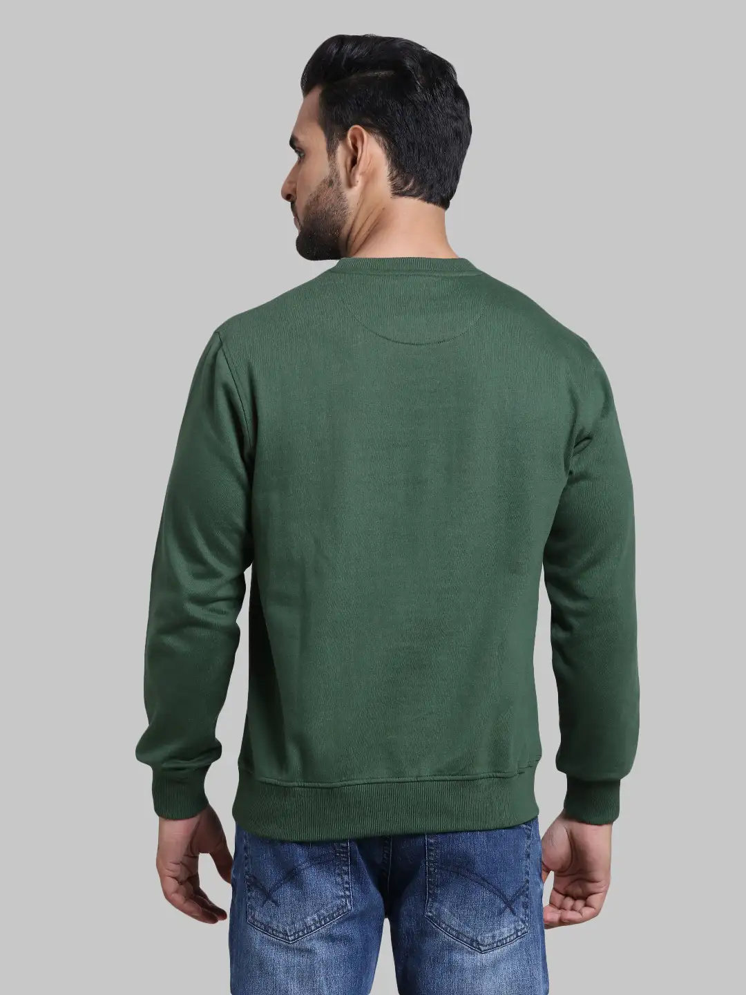 Men Green Tailored Fit Print Cotton Polyester Blend Full Sleeve Round Collar Sweatshirts - Image 4