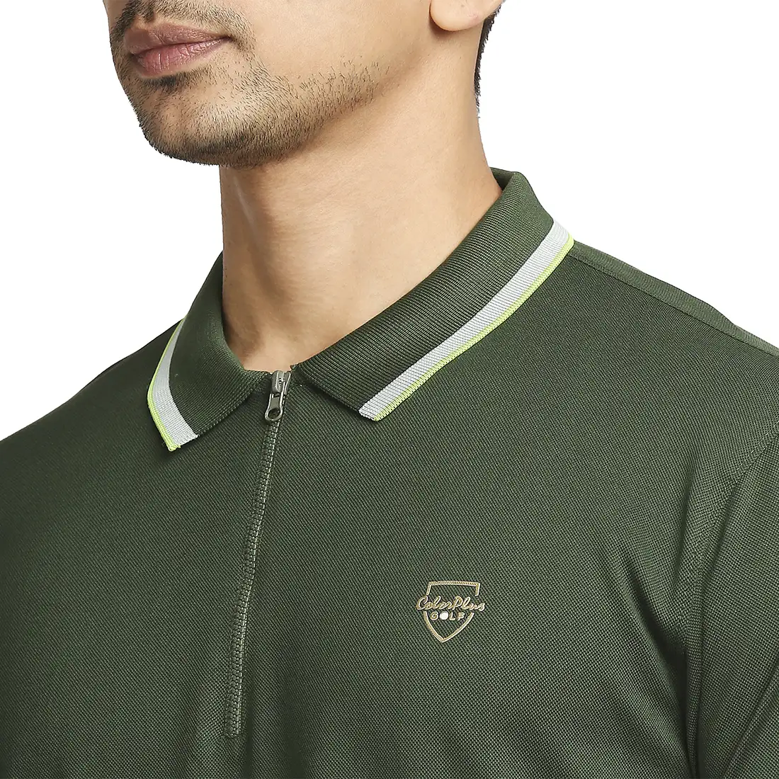 Men Green Tailored Fit Solid Cotton Half Sleeve T-Shirt - Image 6