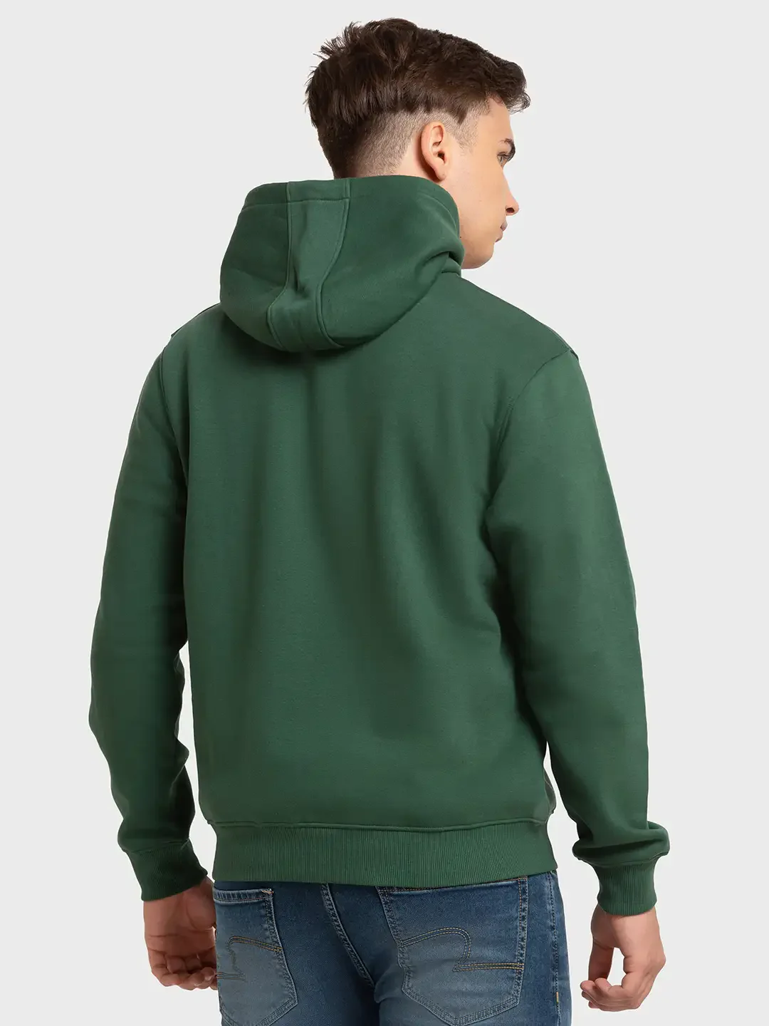 Men Green Tailored Fit Solid Cotton Polyester Blend Full Sleeve Henley Neck Collar Sweatshirts - Image 4