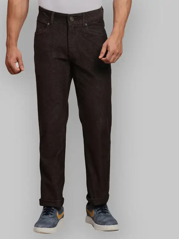 Men Green Tapered Fit Solid Cotton Blend Trouser