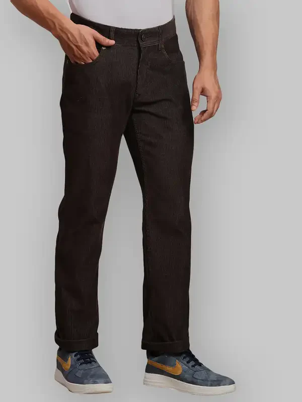 Men Green Tapered Fit Solid Cotton Blend Trouser - Image 2