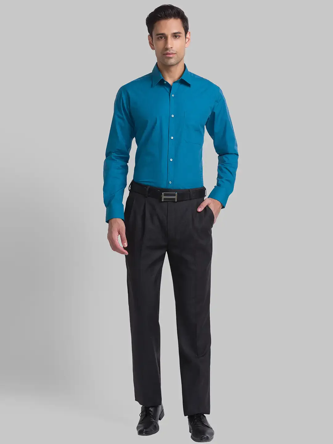 Men Grey Classic Fit Checks Polyester Blend Trouser - Image 5