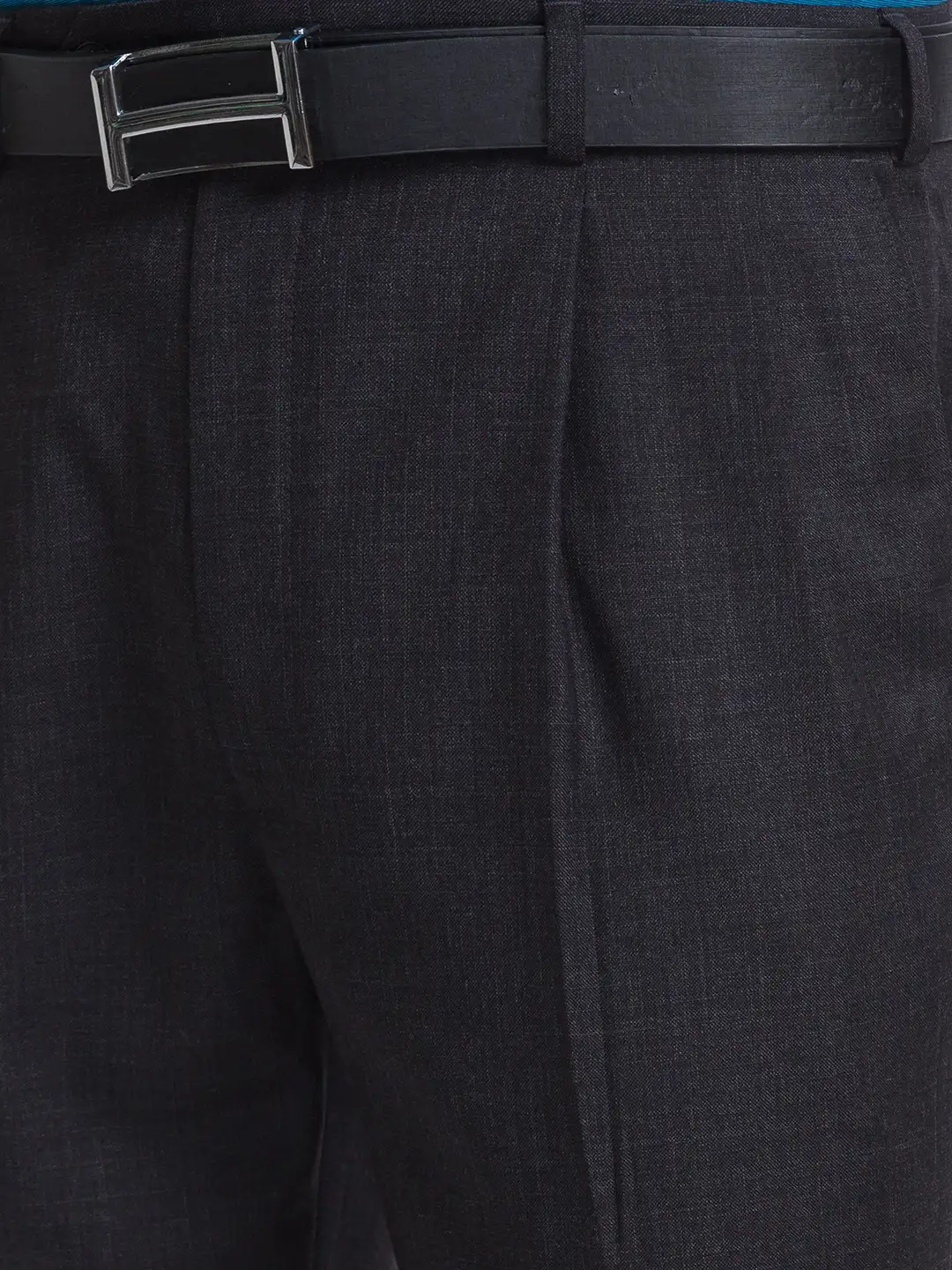 Men Grey Classic Fit Checks Polyester Blend Trouser - Image 6