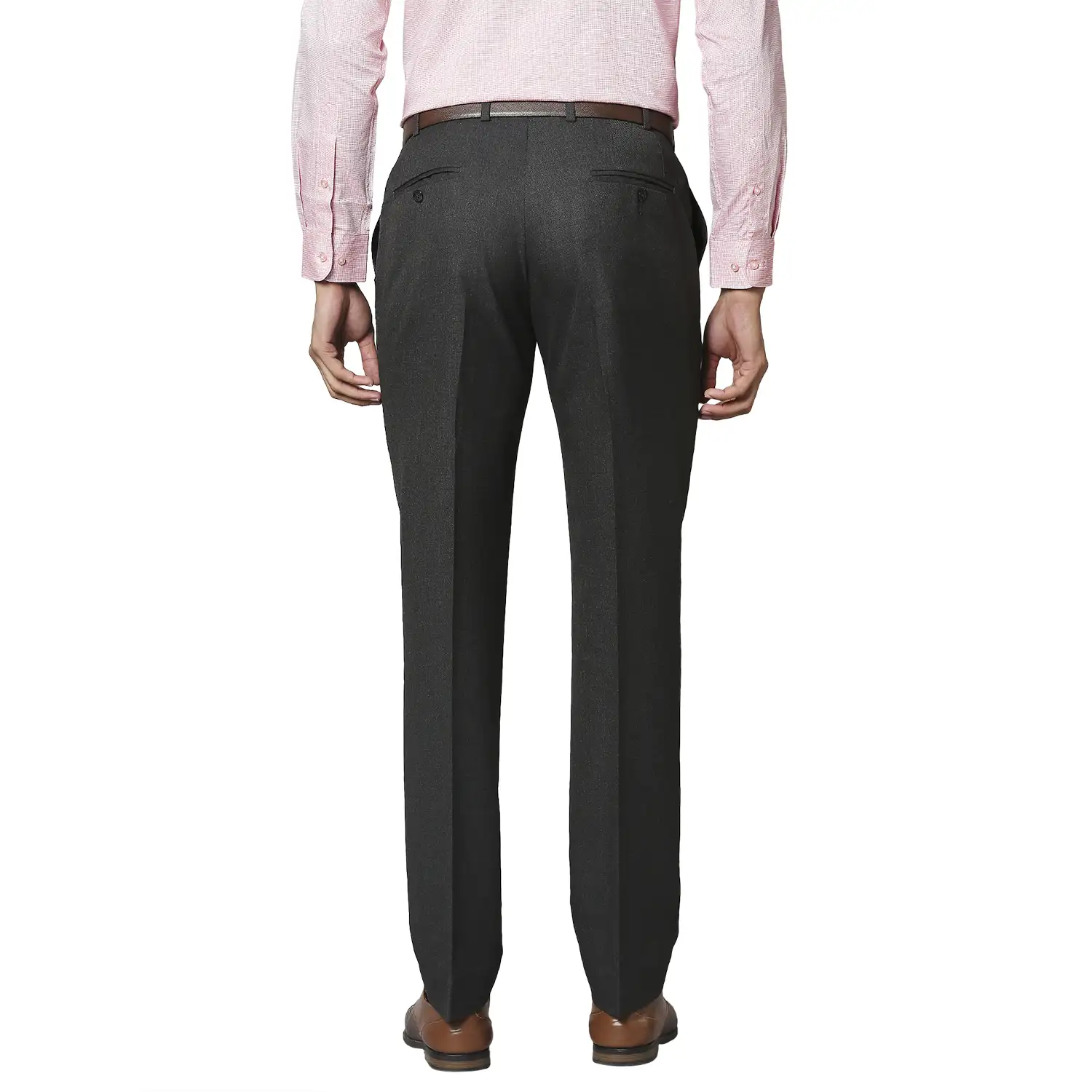 Men Grey Classic Fit Solid Polyester Blend Trouser - Image 4